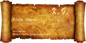 Koth Imre névjegykártya
